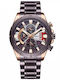 Curren Herrenuhr 48mm Chronograph Batterie mit Lila Metallarmband