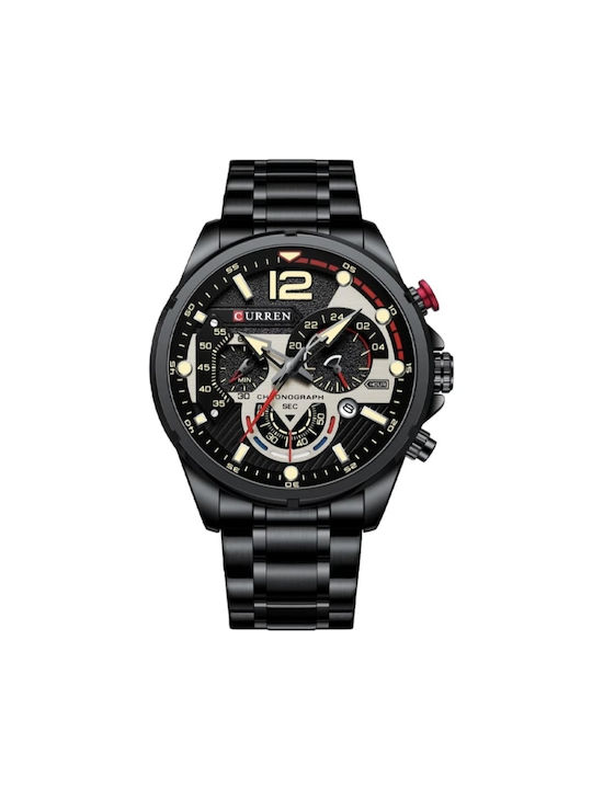 Curren Watch Chronograph Battery with Black Met...