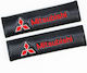 Set of 2pcs Car Seat Belt Pads Black Carbon Mitsubishi