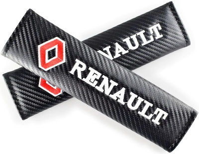 Set of 2pcs Car Seat Belt Pads Black Carbon Renault