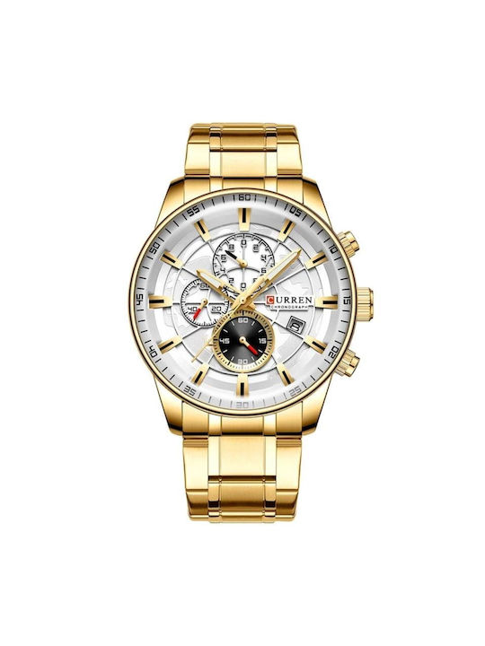 Curren Uhr Chronograph Batterie mit Gold Metallarmband