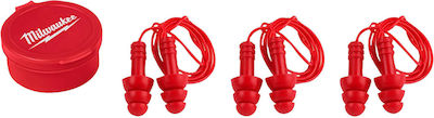 Milwaukee Silicone Earplugs with Cord Red 3pcs 4932471904