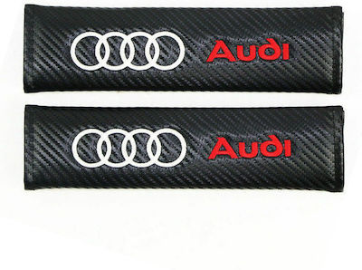 Set of 2pcs Car Seat Belt Pads Black Carbon Audi