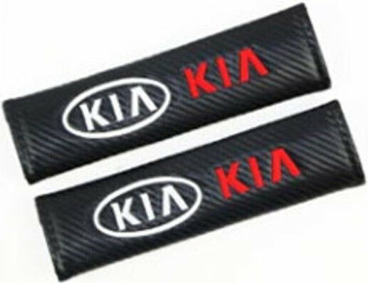 Set of 2pcs Car Seat Belt Pads Black Carbon Kia