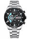 Curren Men's Watch 47mm Chronograph Battery with Silver Metal Bracelet