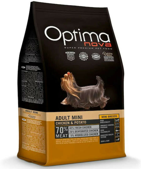 Optimanova Adult Mini 8kg Ξηρά Τροφή χωρίς Σιτηρά για Ενήλικους Σκύλους Μικρόσωμων Φυλών με Κοτόπουλο και Πατάτες