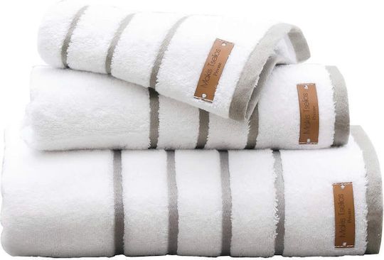Makis Tselios Home Bath Towel Set 2pcs Prive White Weight 600gr/m²