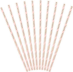 PartyDeco 42314 Straw Paper Pink 10pcs