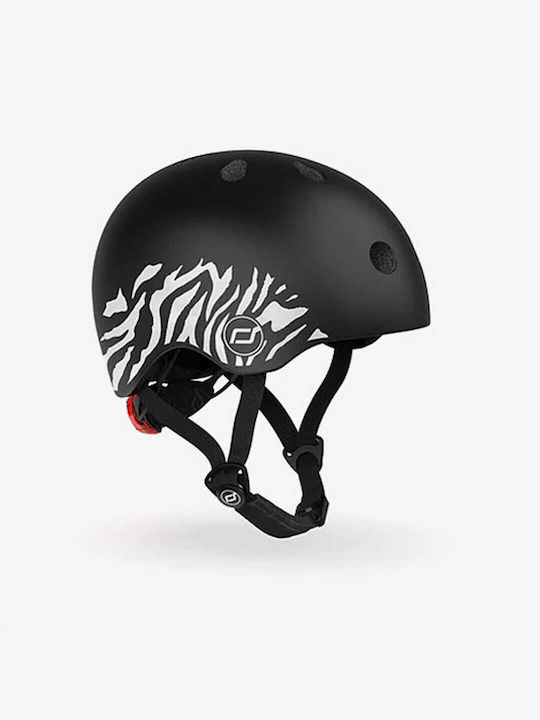 Scoot & Ride Ζebra Kids' Helmet for City Bike Black with LED Light XXS-S / 45-51 εκ.