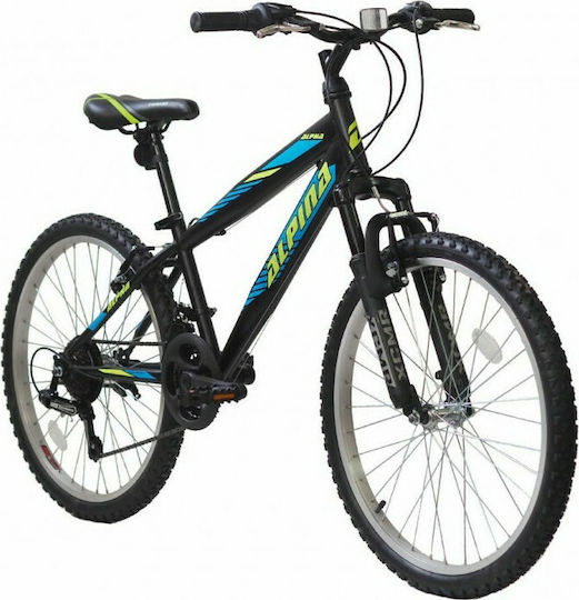 Alpina Alpha S Suspension 24" Παιδικό Mountain Bike 21 Ταχυτήτων (2022) Μαύρο
