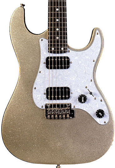 Jet Guitars JET Elektrische Gitarre Stratocaster mit HH Tonabnehmerkonfiguration Silver Sparkle