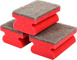 Liao Kitchen Sponge for Dishes Red with Handle 3pcs