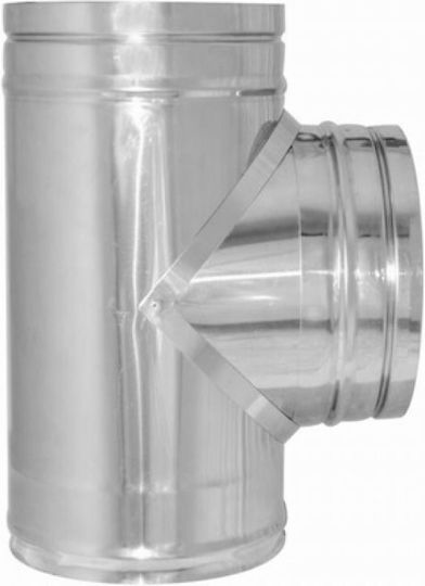 005-100-267 T-Rohr Rauchrohrverbindung Inox 250mm Silber