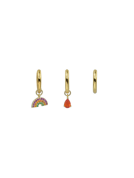 Awear Colorfull Set Earrings Dangling made of Steel Gold-plated with Stones
