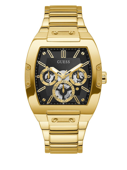 Guess Ανδρικό Ρολόι 43mm Χρονογράφος Μπαταρίας με Χρυσό Ατσάλινο Μπρασελέ