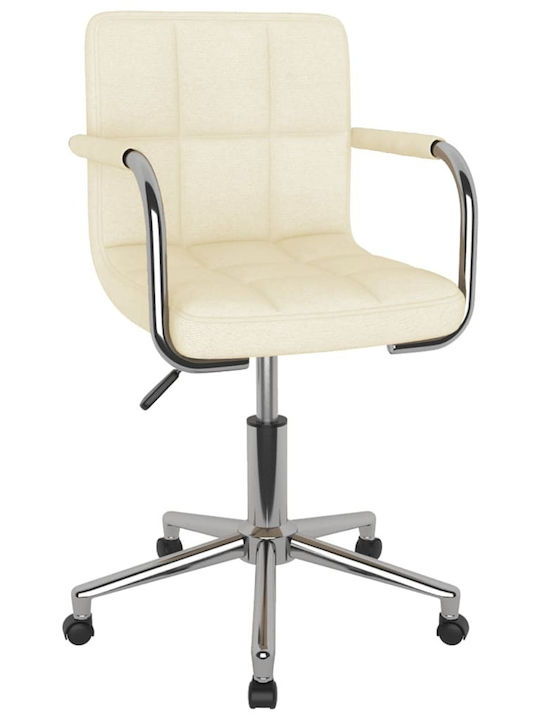 Swivel Visitor Chair with Arms & Wheels Κρεμ 48x47x74.5cm