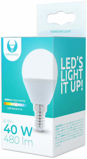 Forever Light LED Bulb 6W 108mm for Socket E14 and Shape G45 Cool White 480lm