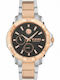 Versus by Versace Dtla Мъжки Часовник 46mm Хронограф На Батерия С Ацтелен Гривна Сребристо/Розово Злато