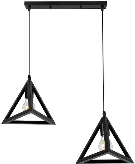 GloboStar Triangle Pendant Light Black Grid with Socket E27 60x22x130cm