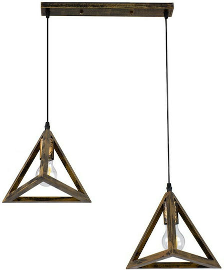 GloboStar Triangle Pendant Light Bronze Grid with Socket E27 60x22x130cm