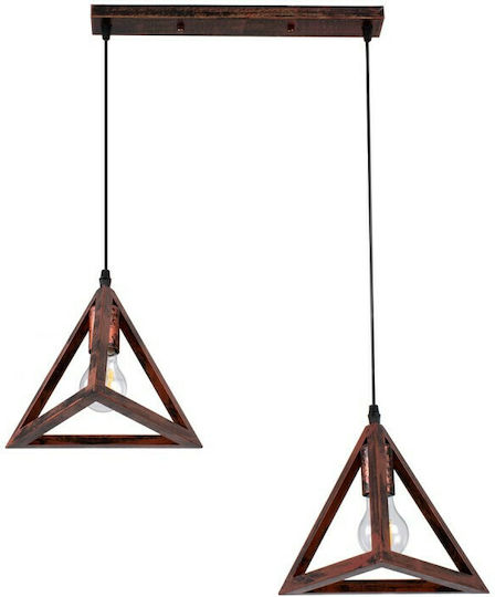GloboStar Triangle Pendant Light Copper Grid with Socket E27 60x22x130cm