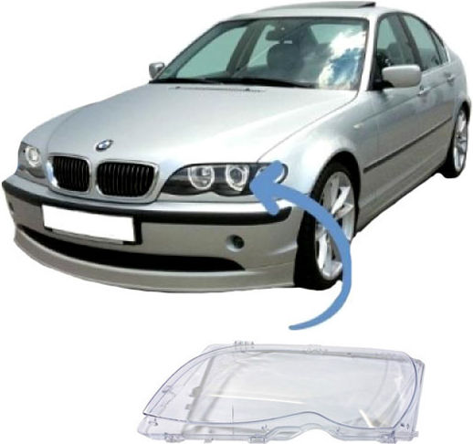 Carner Αριστερό Κρύσταλλο Φαναριού για BMW Σειρά 3 / E46 Sedan/Touring Facelift Xenon & Halogen 2001-2005
