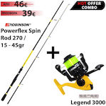 Robinson Powerflex Spin Fishing Rod for Spinning with Reel 2.70m 15-45gr