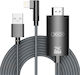 XO Braided Cable HDMI male - Lightning male / USB-A male 1.8m Black