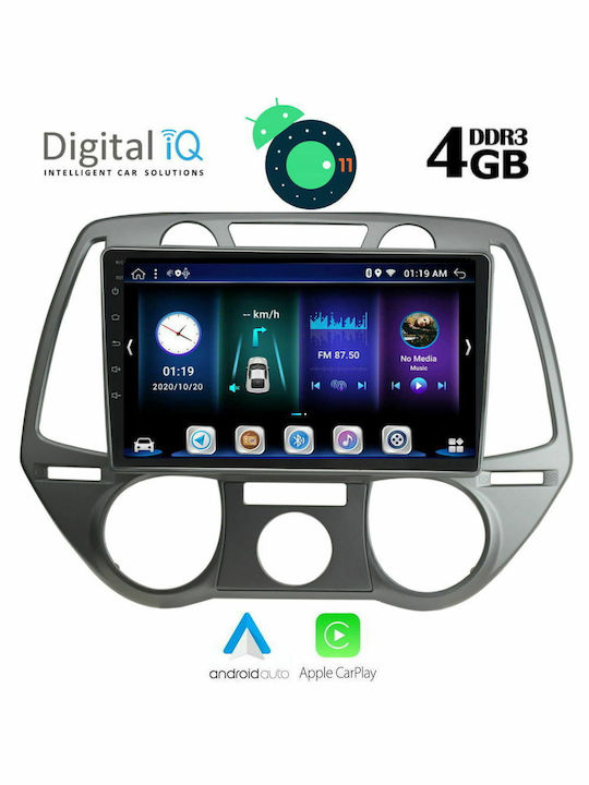 Digital IQ Car Audio System for Hyundai i20 2008-2012 with A/C (Bluetooth/USB/AUX/WiFi/GPS/Apple-Carplay/CD) with Touch Screen 9" DIQ_BXD_6228AC