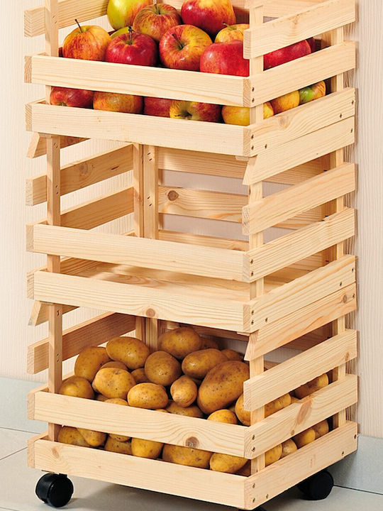 Kesper Τρόλεϊ Κουζίνας Ξύλινο 3 Θέσεων Καφέ 37x30x80cm