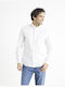 Celio Men's Shirt Long Sleeve White