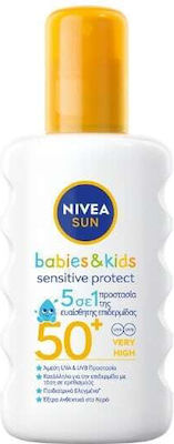 Nivea Αδιάβροχο Βρεφικό Αντηλιακό Spray Babies & Kids Sensitive Protective για Πρόσωπο & Σώμα SPF50+ 200ml