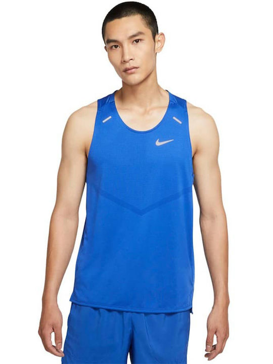 Nike Running Rise 365 Ανδρική Μπλούζα Dri-Fit Αμάνικη Μπλε