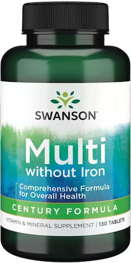 Swanson Century Formula Multi without Iron Πολυβιταμίνη για Ενέργεια, Ενίσχυση του Ανοσοποιητικού & τo Δέρμα 130 ταμπλέτες