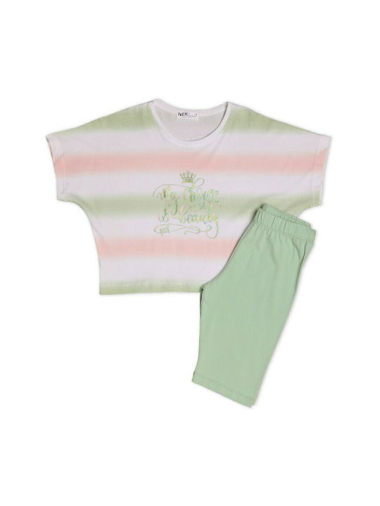 Nek Kids Wear Kids Set with Leggings Summer 2pcs Green