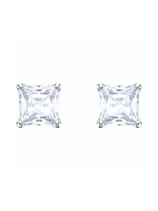 Studded square earrings with rhinestones 4mm