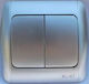 Elbi Zirve Recessed Wall Switch Double with Frame Aller Retour Silver