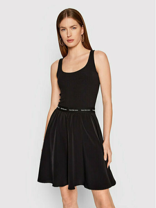 Calvin Klein Mini Καλοκαιρινό All Day Φόρεμα Αμάνικο Μαύρο