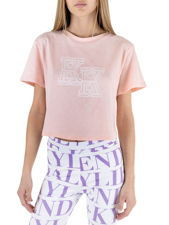 Kendall + Kylie Κοντομάνικο Crop Top Ροζ