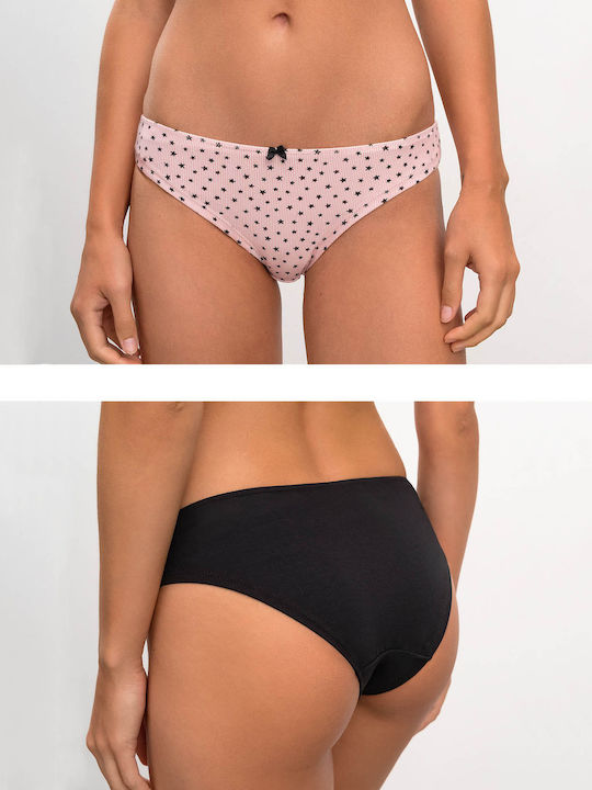 Vamp Βαμβακερά Γυναικεία Slip 2Pack Pink/Black