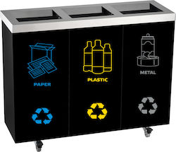 Mopatex Metal Coș de gunoi Reciclare Coșuri de gunoi cu roți 3x53lt Negruț