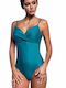 One Piece Swimsuit with Light Padding for Large Bust Petrol