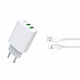 XO Ladegerät mit 2 USB-A Anschlüsse und Kabel Blitzschlag Weißs (L85C)