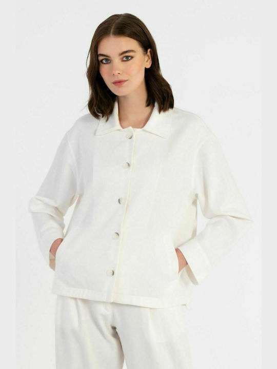 Philosophy Wear Γυναικείο Λευκό Overshirt