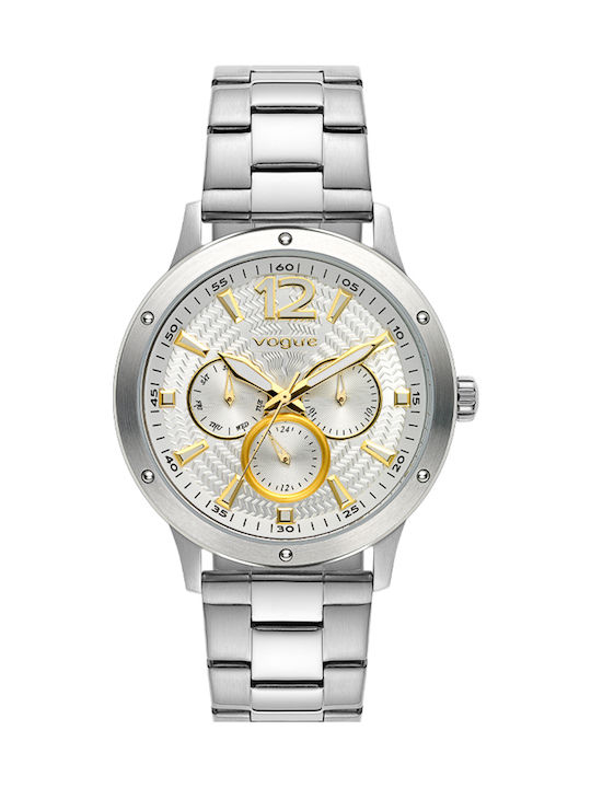 Vogue Men's Watch 40mm Chronograph Battery with Silver Metal Bracelet