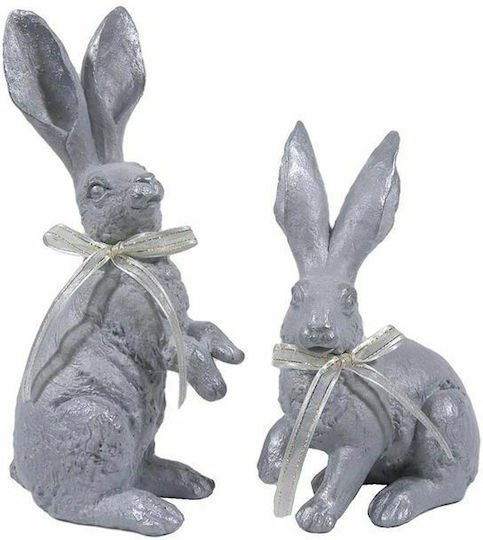 JK Home Decoration Easter Decorations & Ornaments Silver Rabbit 22x28cm Set of 2 Pieces (Various Designs)