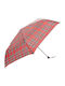Eco Chic Mini E- Ομπρέλα Βροχής Σπαστή Red Tartan