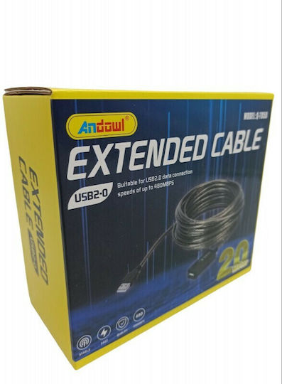 Andowl 20m USB 2.0 Cable A-Male to A-Female