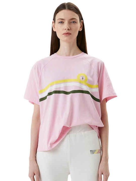 Trussardi Γυναικείο T-shirt Ροζ με Στάμπα