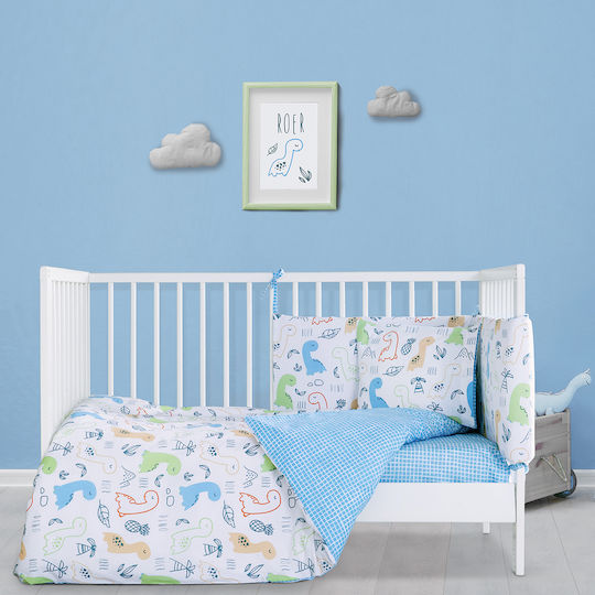 Kocoon Cotton Baby Quilt Dino Roer 110x150cm Light Blue